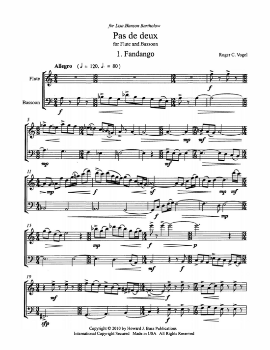 Pas de deux (Querfl te und Fagott) (Duett (Holzbl ser)) von Roger C. Vogel