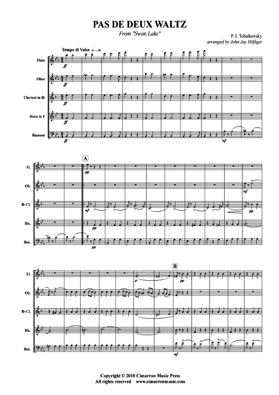 Pas Deux Waltz (Holzbl auml ser-Quintett) (Quintett (Holzbl ser)) von Peter Tschaikowski (aus Schwanensee)