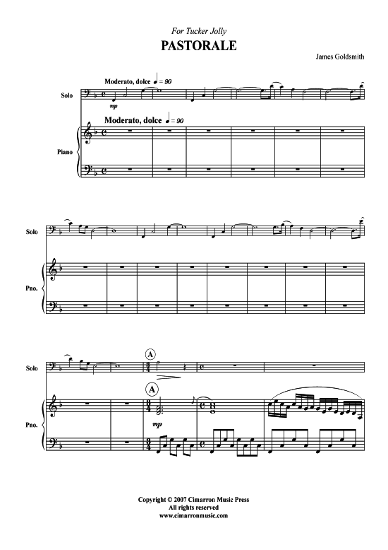 Pastorale (Bariton Pos + Klavier) (Klavier  Bariton (Posaune)) von James Goldsmith