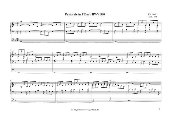 Pastorale  F Dur  BWV 590 (Orgel Solo) (Orgel Solo) von Johann Sebastian Bach
