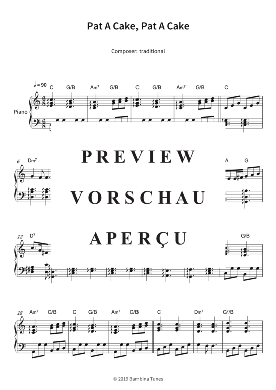 Pat A Cake Pat A Cake (Klavier Solo) (Klavier Solo) von traditional