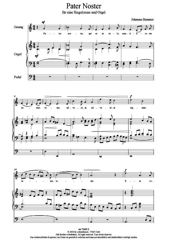 Pater noster (Gesang hoch + Orgel) (Orgel  Gesang) von Johannes Bammer