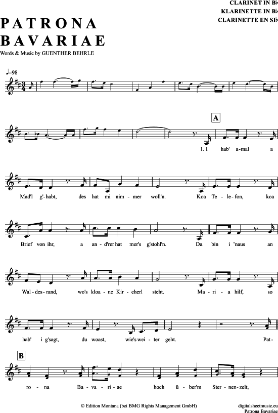Patrona Bavariae (Klarinette in B) (Klarinette) von Naabtal Duo
