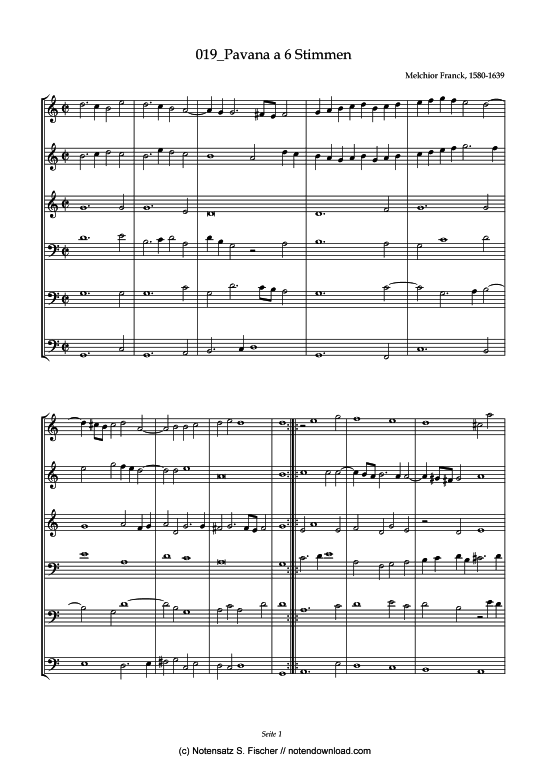 Pavana a 6 Stimmen (Posaunenchor) von Melchior Franck (1580-1639)