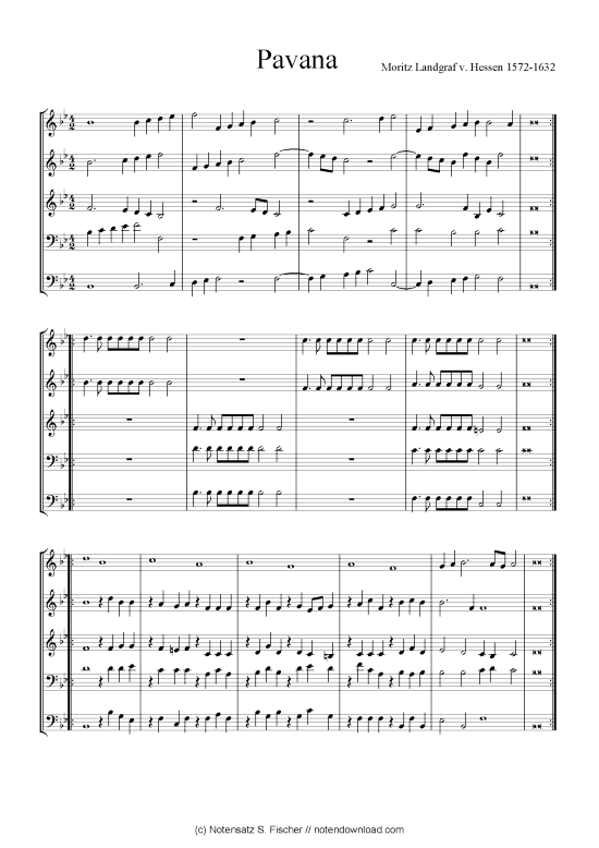 Pavana I (Quintett Bl ser klingend) (Posaunenchor) von Moritz Landgraf v. Hessen 1572-1632