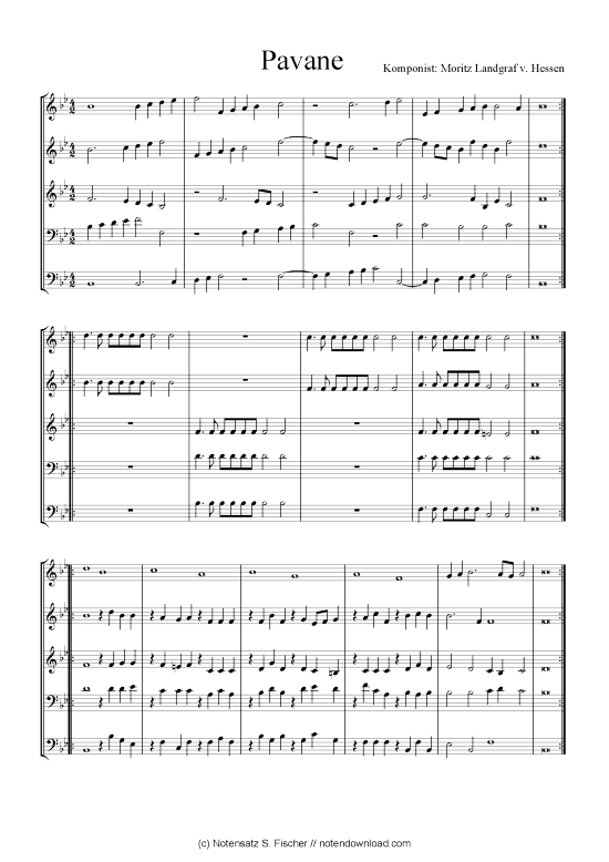 Pavane (Quartett in C) (Quartett (4 St.)) von Moritz Landgraf v. Hessen