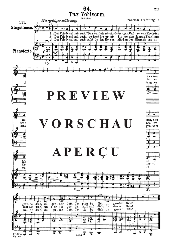 Pax Vobiscum D.551 (Gesang hoch + Klavier) (Klavier  Gesang hoch) von Franz Schubert