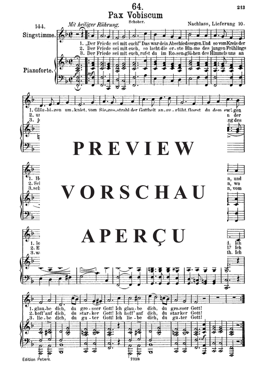 Pax Vobiscum D.551 (Gesang mittel + Klavier) (Klavier  Gesang mittel) von Franz Schubert