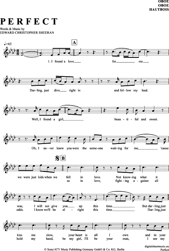 Perfect (Oboe) (Oboe Fagott) von Ed Sheeran