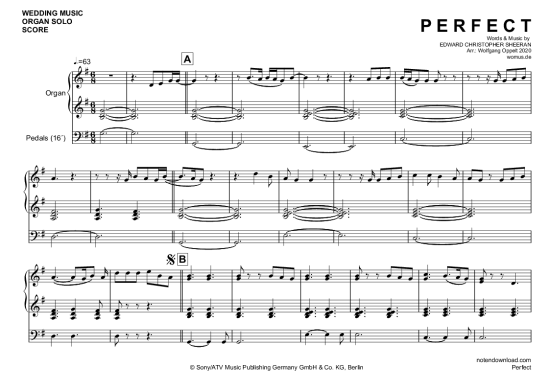 Perfect (Orgel Solo) (Orgel Solo) von Ed Sheeran (arr. WO)