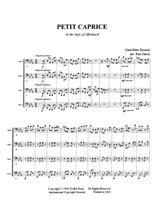 Petit Caprice in the Style of Offenbach (Tuba Quartett EETT) (Quartett (Tuba)) von Gioacchino Rossini