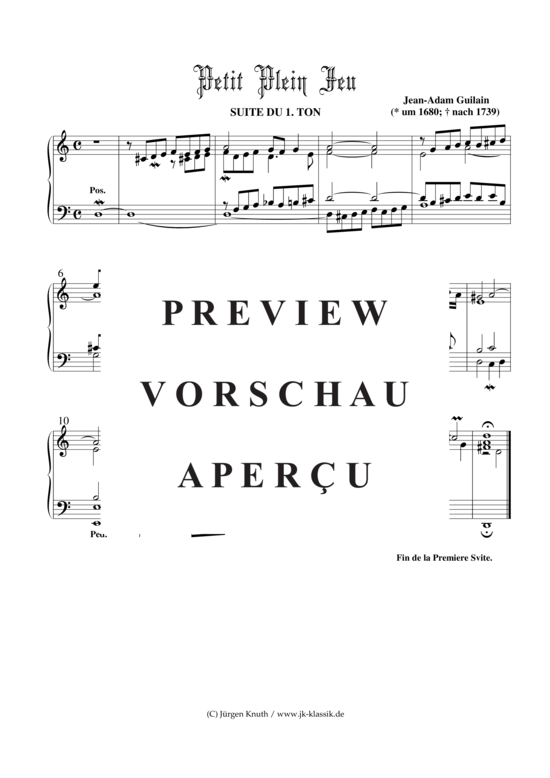 Petit Plein Jeu Suite-du 1.Ton (Orgel Solo) (Orgel Solo) von Jean-Adam Guilain (1680-1739)
