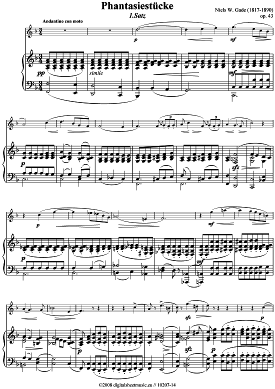 Phantasiest cke (1.Satz) op.34 (Klavier  Klarinette) von Niels W. Gade (1817-1890)
