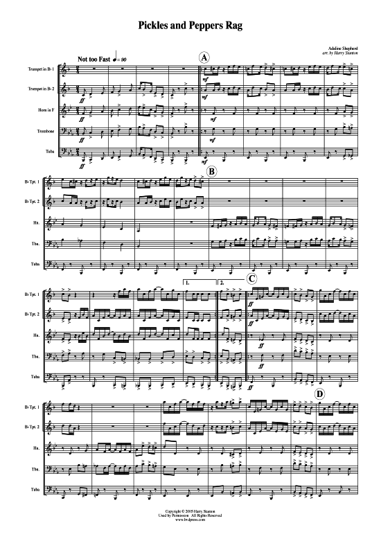 Pickles and Peppers (Blechbl serquintett) (Quintett (Blech Brass)) von Adaline Shepherd (arr. Stanton)