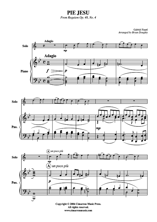 Pie Jesu (Trompete + Klavier) (Klavier  Trompete) von Gabriel Faure