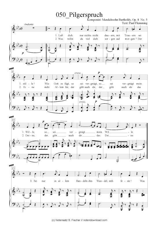 Pilgerspruch (Klavier + Gesang) (Klavier  Gesang) von Felix Mendelssohn Bartholdy (1809-1947)