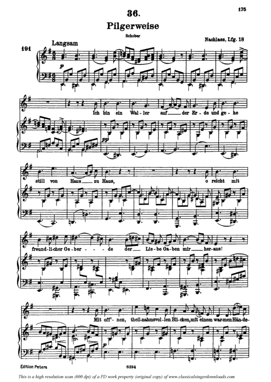 Pilgerweise D.789 (Gesang hoch + Klavier) (Klavier  Gesang hoch) von Franz Schubert
