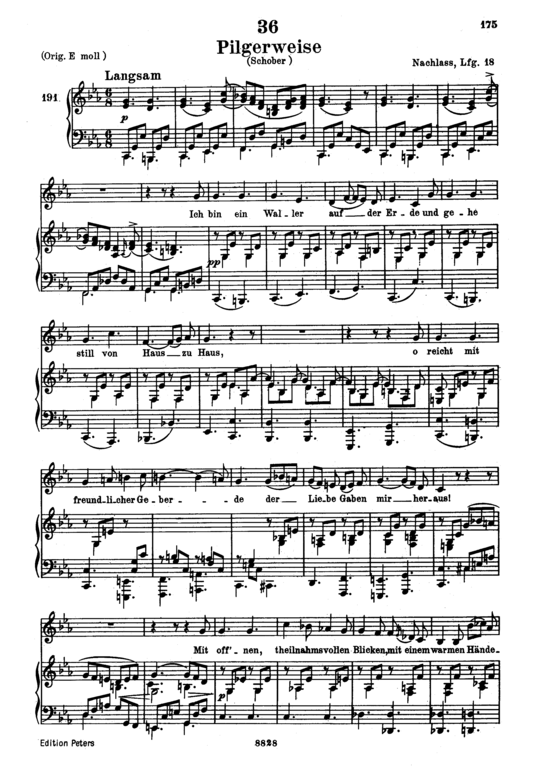 Pilgerweise D.789 (Gesang tief + Klavier) (Klavier  Gesang tief) von Franz Schubert