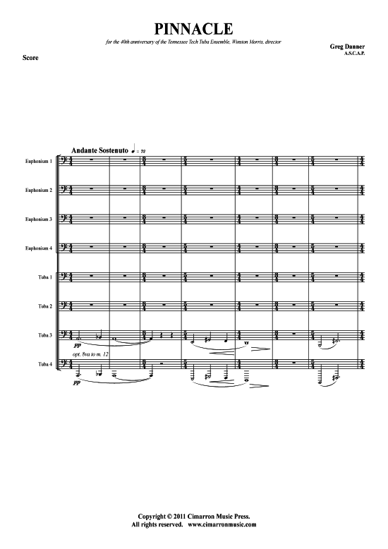 Pinnacle (Tuba-Ensemble EEEETTTT) (Ensemble (Blechbl ser)) von Greg Danner