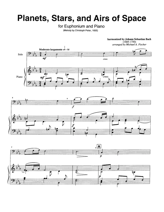 Planets Stars and Airs of Space (Euphonium + Klavier) (Klavier  Euphonium) von J.S. Bach