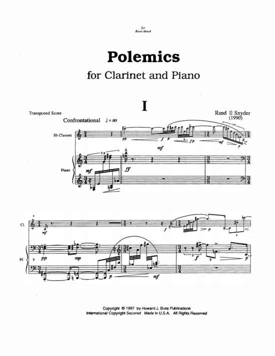 Polemics (Klarinette und Klavier) (Klavier  Klarinette) von Randall Snyder