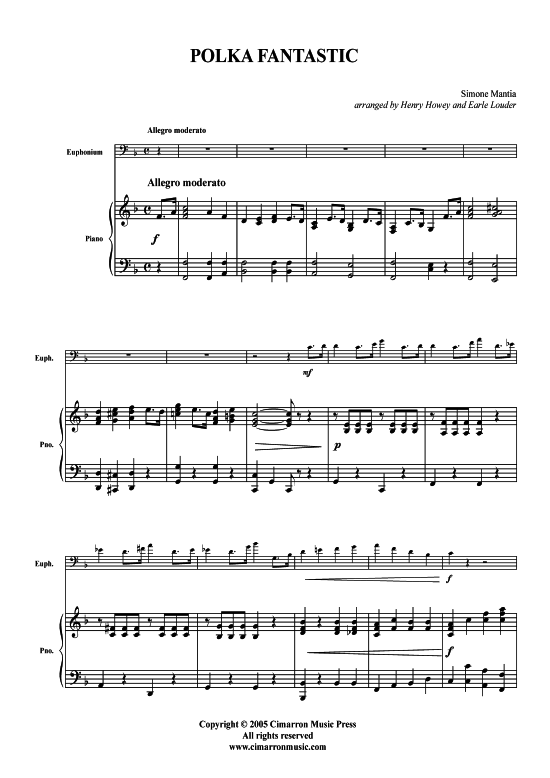 Polka Fantastic (Bariton Pos + Klavier) (Klavier  Bariton (Posaune)) von Simone Mantia