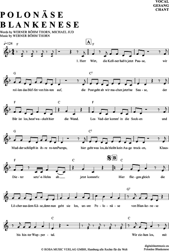 Polon se Blankenese (Gesang) (Gesang  Akkorde) von Gottlieb Wendehals
