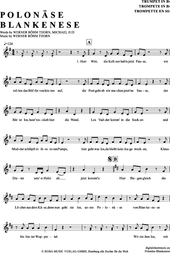 Polon se Blankenese (Trompete in B) (Trompete) von Gottlieb Wendehals