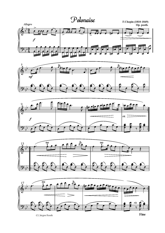 Polonaise Op. posth. (Klavier Solo) (Klavier Solo) von F.Chopin (1810-1849)