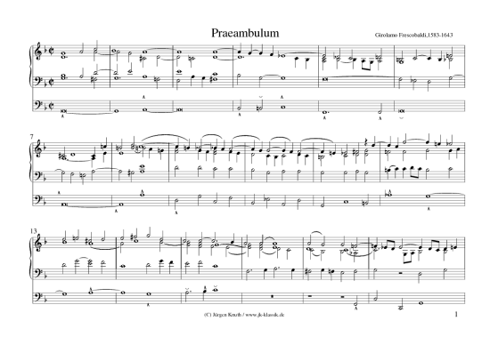 Praeambulum (Orgel Solo) (Orgel Solo) von Girolamo Frescobaldi