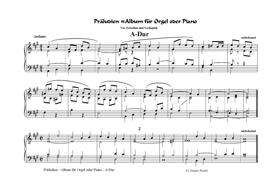 Pr ludien = Album f r Orgel oder Piano (A-Dur) (Orgel Solo) von diverse Komponisten