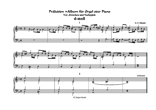 Pr ludien D-Moll (Orgel Klavier Solo) (Orgel Solo) von Album f r Orgel Klavier (19 St cke)