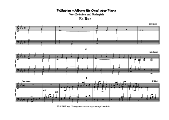 Pr ludien Es-Dur (Orgel Klavier Solo) (Orgel Solo) von Album f r Orgel Klavier (21 St cke)