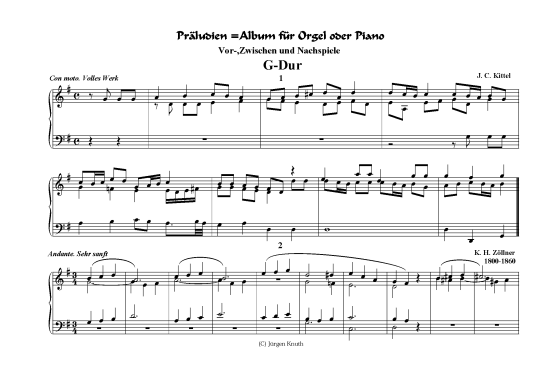 Pr ludien G-Dur (Orgel Klavier Solo) (Klavier Solo) von Album f r Orgel Klavier (50 St cke)