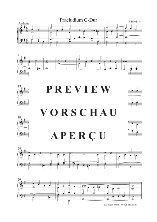 Praeludium G-Dur (Klavier Solo) (Klavier Solo) von J. Blied