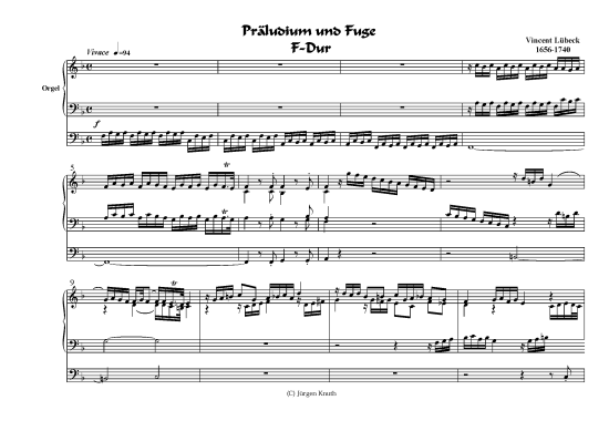 Pr ludium und Fuge (Orgel Solo) (Orgel Solo) von Vincent L beck 1656-1740