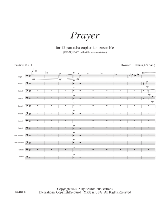 Prayer (12-stimmiger Tuba-Euphonium-Chor) (Ensemble (Blechbl ser)) von Howard J. Buss