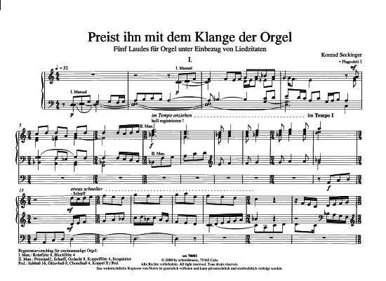Preist ihn mit dem Klange der Orgel (Orgel Solo leicht bis mittel) (Orgel Solo) von Konrad Seckinger (5 Lauden mit Liedzitaten)