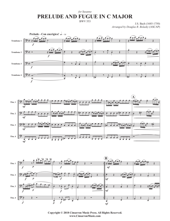 Prelude and Fugue in C Major (Posaunen Quartett) (Quartett (Posaune)) von Johann Sebastian Bach