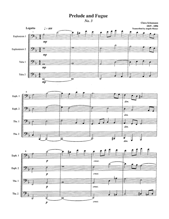 Prelude and Fugue No 3 (Tuba Quartett EETT) (Quartett (Tuba)) von Clara Schumann