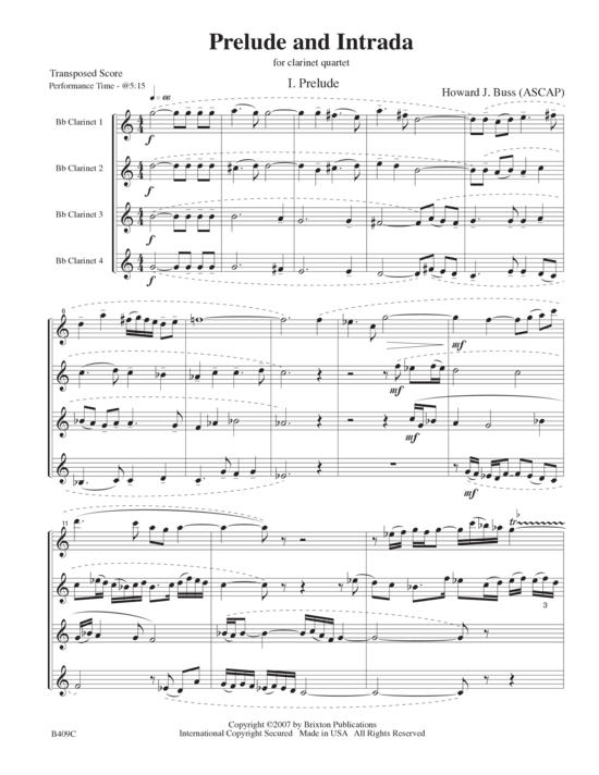 Prelude and Intrada (4 Klarinetten in B) (Quartett (Klarinette)) von Howard J. Buss