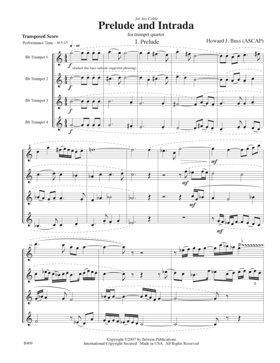 Prelude and Intrada (4 Trompeten in B oder Ensemble) (Quartett (Trompete)) von Howard J. Buss 