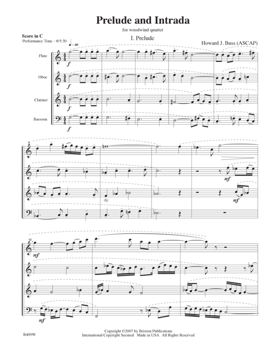 Prelude and Intrada (Fl te Oboe Klarinette und Fagott) (Quintett (Holzbl ser)) von Howard J. Buss 