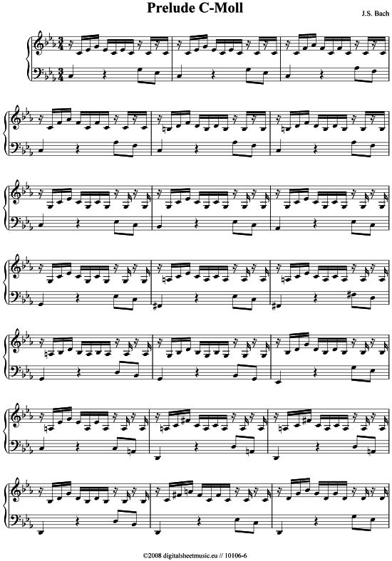 Prelude C-moll (Klavier Solo) von J.S. Bach (1685-1750)