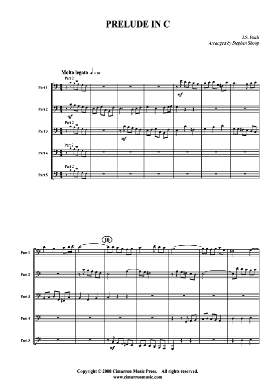 Prelude in C (Tuba-Ensemble Bariton Pos+Tuba) (Ensemble (Blechbl ser)) von J. S. Bach