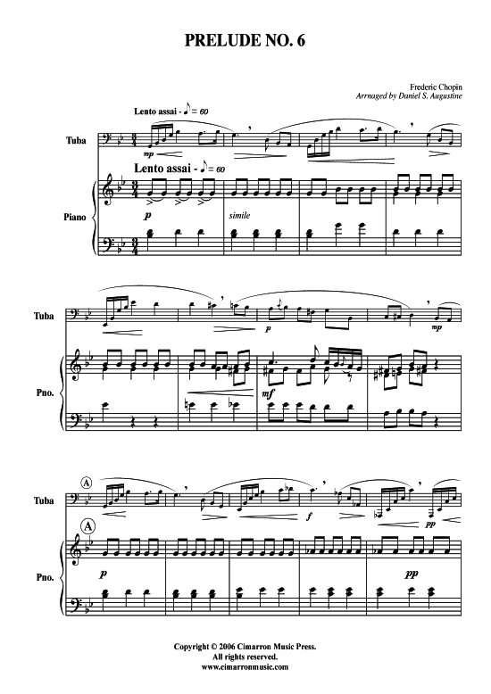 Prelude No. 6 (Tuba + Klavier) (Klavier  Tuba) von Frederic Chopin