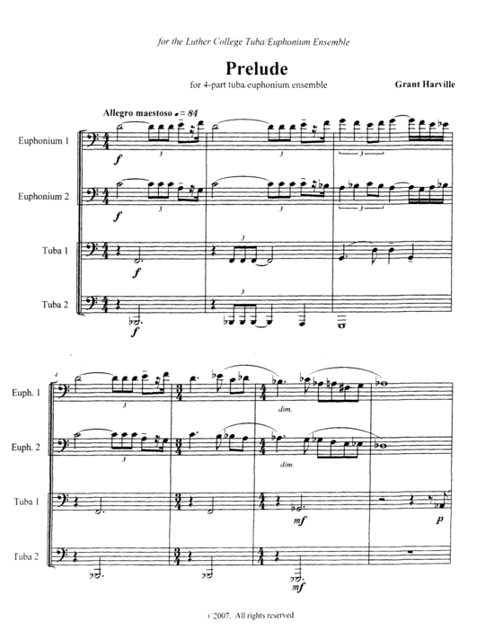 Prelude (Tuba Quartett EETT) (Quartett (Tuba)) von Grant Harville