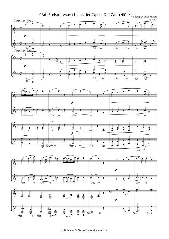 Priester-Marsch aus der Oper Die Zaubefl te (Klavier vierh ndig) (Klavier vierh ndig) von Wolfgang Amadeus Mozart 1756-1791 
