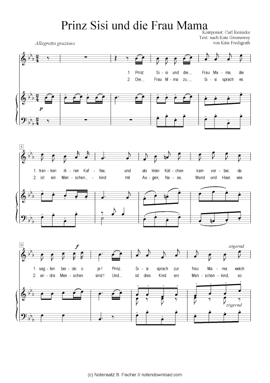 Prinz Sisi und die Frau Mama (Klavier + Gesang) (Klavier  Gesang) von Carl Reinecke  nach Kate Greenawey von K te Freiligrath