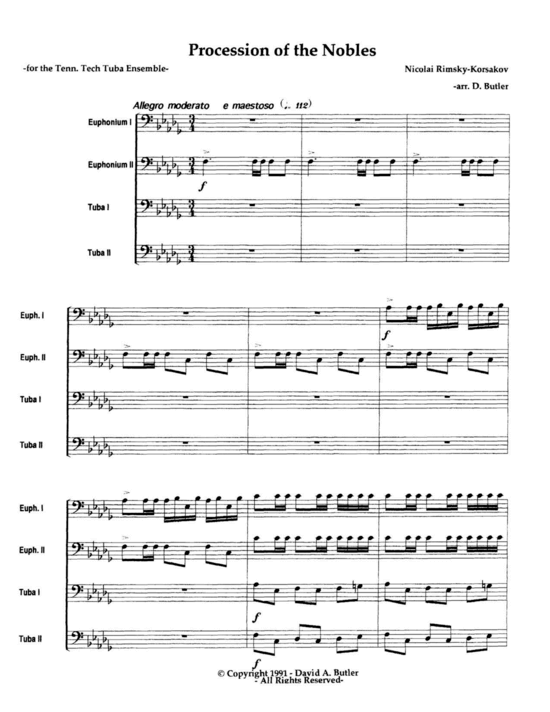 Procession of the Nobles (Tuba Quartett EETT) (Quartett (Tuba)) von Rimsky-Korsakov